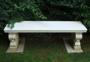 BARBARA ISRAEL GARDEN ANTIQUES - carved marble bench - Garden Bench