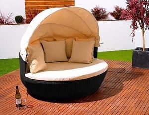Abode Interiors - garden rattan love sofa black - Double Sun Lounger