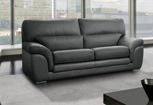 WHITE LABEL - cloe canapé 3 places cuir vachette gris - 3 Seater Sofa