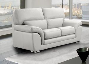 WHITE LABEL - cloe canapé cuir vachette 2 places blanc - 2 Seater Sofa