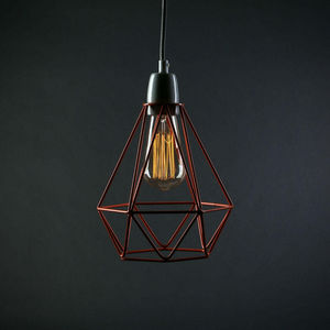Filament Style - diamond 1 - suspension orange câble gris ø18cm | l - Hanging Lamp