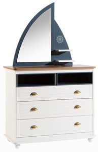 WHITE LABEL - commode 3 tiroirs design marin coloris blanc et bl - Children's Drawer Chest