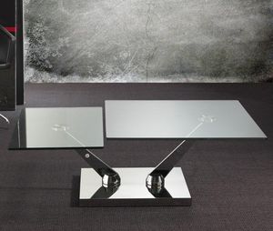 WHITE LABEL - table basse braf design en verre - Coffee Table With Shelf