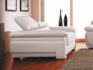 WHITE LABEL - canapé cuir 2 places sena - 2 Seater Sofa