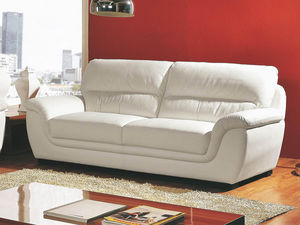 WHITE LABEL - canapé cuir 3 places kalmia - 3 Seater Sofa