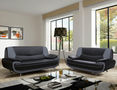 Living room-WHITE LABEL-Ensemble de canapé 3+2 en simili cuir noir et gris