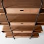 Bookcase-Midj-APELLE - étagère noyer avec tiroirs cuir H173 cm
