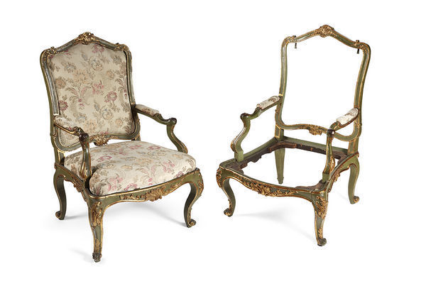 Galerie Jérôme Pla - Flat-back armchair-Galerie Jérôme Pla-paire de fauteuils Louis XV à châssis