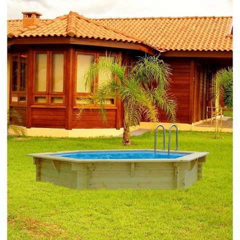 Aqualux - Wood surround above-ground pool-Aqualux-Piscine bois Enterrable Ronde ELORA - 125m x 420 c