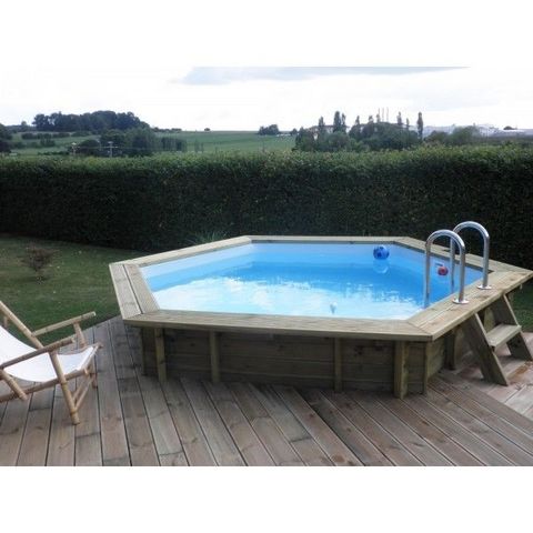 Aqualux - Wood surround above-ground pool-Aqualux-Piscine bois Enterrable Ronde ELORA - 125m x 420 c