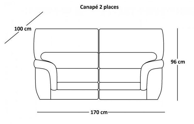 WHITE LABEL - 2-seater Sofa-WHITE LABEL-CLOE canapé 2 places gris foncé en cuir recyclé