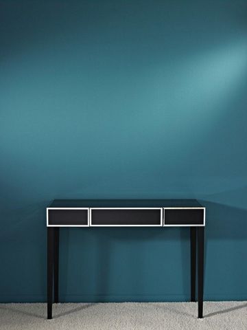 WHITE LABEL - Console table-WHITE LABEL-DIAMANT Console avec tiroir central en verre noir