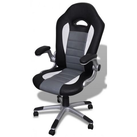 WHITE LABEL - Office armchair-WHITE LABEL-Fauteuil de bureau sport cuir noir/gris