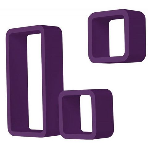 WHITE LABEL - Shelf-WHITE LABEL-Étagère murale x3 cube design violet