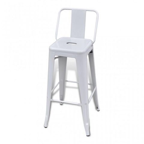 WHITE LABEL - Bar stool-WHITE LABEL-Lot de 2 tabourets de bar en acier blanc