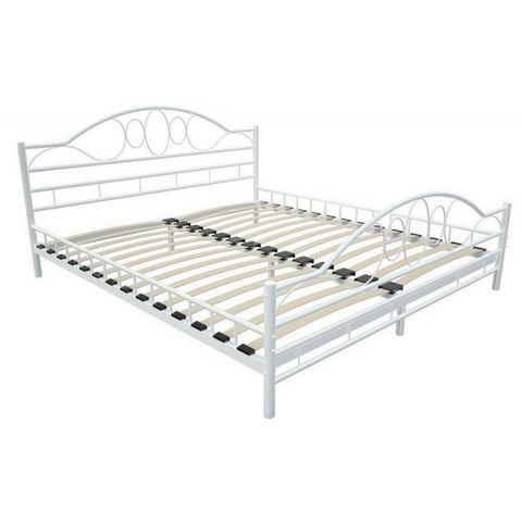 WHITE LABEL - Double bed-WHITE LABEL-Lit métal 140 x 200 cm blanc