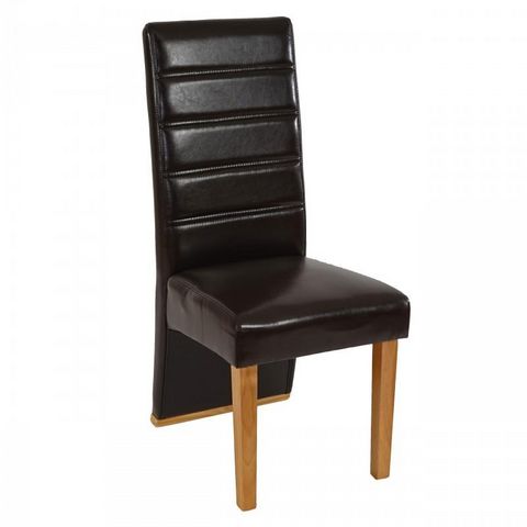 WHITE LABEL - Chair-WHITE LABEL-Lot de 6 chaises de salle à manger similicuir marron
