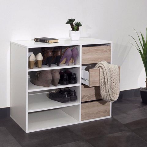 WHITE LABEL - Shoe cabinet-WHITE LABEL-Meuble à chaussures MIRAGE blanc design 4 tiroirs 