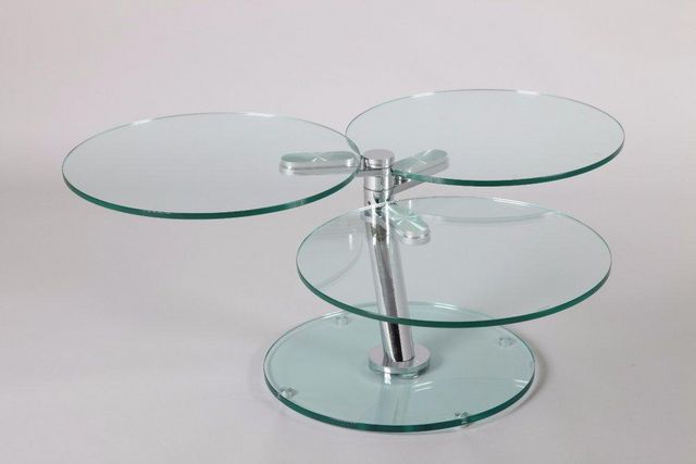WHITE LABEL - Round coffee table-WHITE LABEL-Table basse NEMESIS en verre
