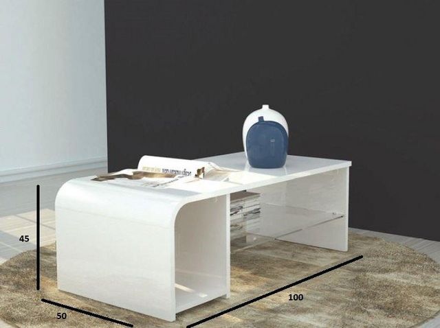 WHITE LABEL - Rectangular coffee table-WHITE LABEL-Table basse / meuble TV S-TIME design blanc
