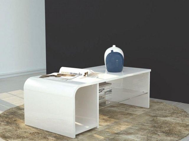 WHITE LABEL - Rectangular coffee table-WHITE LABEL-Table basse / meuble TV S-TIME design blanc