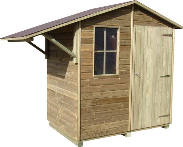 Cihb - Wood garden shed-Cihb-Abri de jardin avec abri bûches en pin Brio 2
