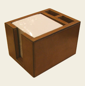 Mufti - Square note cube-Mufti-Havana leather memo block