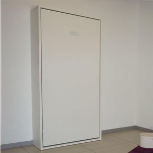 WHITE LABEL - armoire lit escamotable smart blanc mat couchage 9 - Hochklappbares Bett