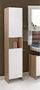 Badezimmerschrank-WHITE LABEL-Colonne DOVA design chêne et 2 portes blanche