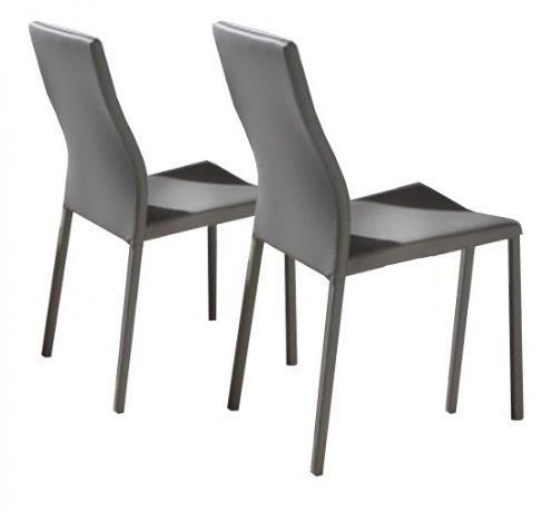 WHITE LABEL - Stuhl-WHITE LABEL-Lot de 2 chaises design HELLEN en simili cuir taup