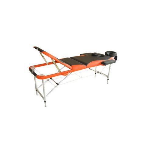 WHITE LABEL - Massagetisch-WHITE LABEL-Table de massage bicolore noir/orange aluminium 3 zones