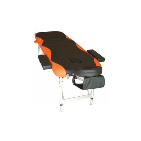 WHITE LABEL - Massagetisch-WHITE LABEL-Table de massage bicolore noir/orange aluminium 3 zones