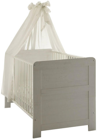 WHITE LABEL - Baby-Reisebett-WHITE LABEL-Lit bébé à barreaux coloris pin blanc