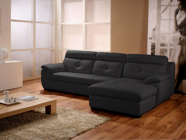 WHITE LABEL - Variables Sofa-WHITE LABEL-Canapé Cuir Angle DANA