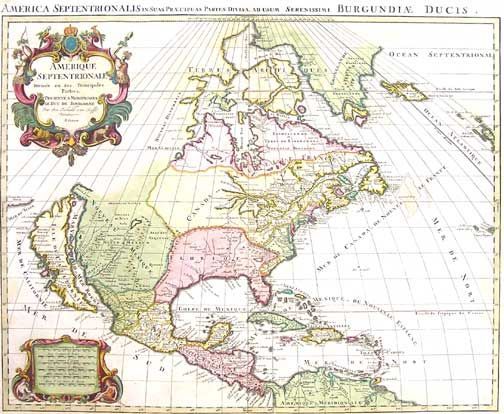ARADER GALLERIES - Landkarte-ARADER GALLERIES-Carte de l'Amerique Septentrionale 1696