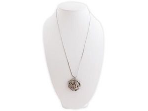 WHITE LABEL - sautoir 75 cm argente pendentif double rose bijou  - Collar