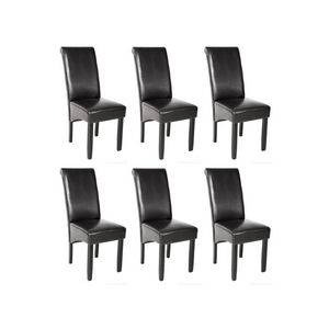 WHITE LABEL - 6 chaises de salle à manger noir - Silla