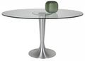 Mesa de comedor redonda-WHITE LABEL-Table ovale POSSIBILITA pied métal brossé