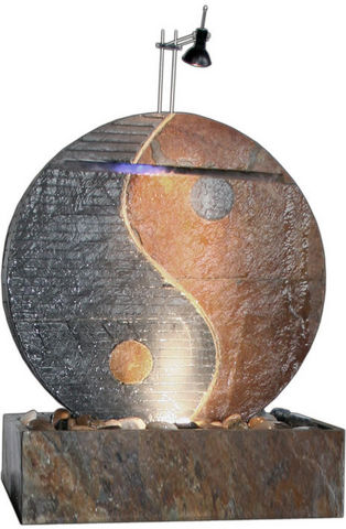 Cactose - Fuente de interior-Cactose-Fontaine ying yang en pierre de schiste 60x26x75cm