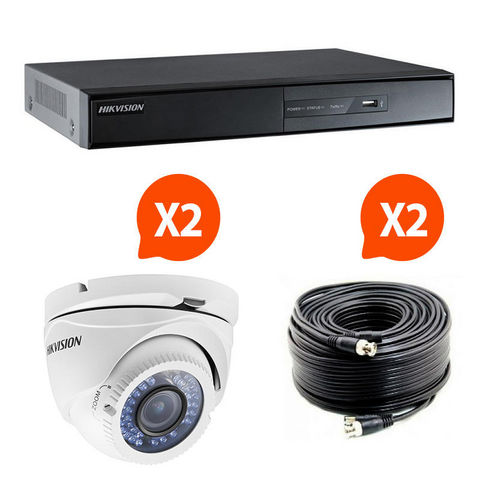 HIKVISION - Cámara de vigilancia-HIKVISION-Videosurveillance Pack 2 caméras Kit 3 HIK Vision