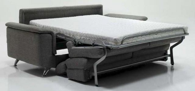 WHITE LABEL - Sillón cama-WHITE LABEL-Fauteuil EMPIRE tweed gris convertible ouverture R