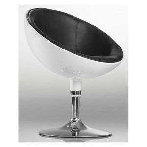 WHITE LABEL - fauteuil lounge pivotant blanc/noir - Poltrona Girevole