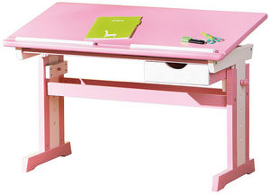 WHITE LABEL - bureau junior inclinable coloris rose et blanc - Scrivania Bambino