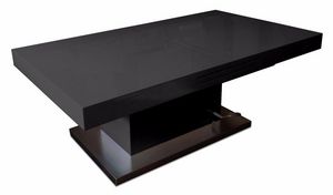 WHITE LABEL - table basse relevable extensible setup noir brilla - Tavolino Alzabile