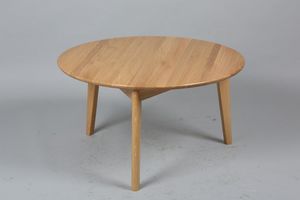 WHITE LABEL - table basse ronde olga en chêne massif - Tavolino Rotondo