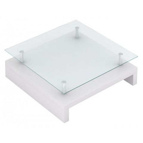WHITE LABEL - Tavolino quadrato-WHITE LABEL-Table basse design blanche verre