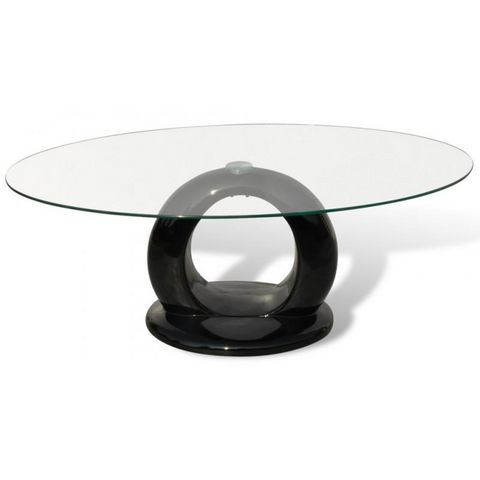 WHITE LABEL - Tavolino rotondo-WHITE LABEL-Table basse design noir verre