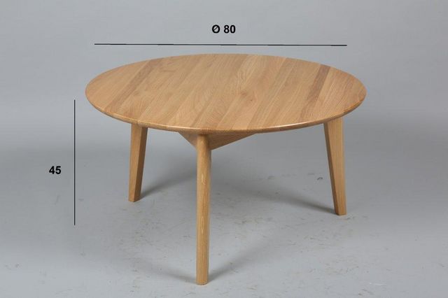WHITE LABEL - Tavolino rotondo-WHITE LABEL-Table basse ronde OLGA en chêne massif