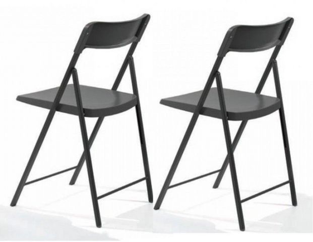WHITE LABEL - Sedia pieghevole-WHITE LABEL-Lot de 2 chaises pliantes KULLY gris graphite